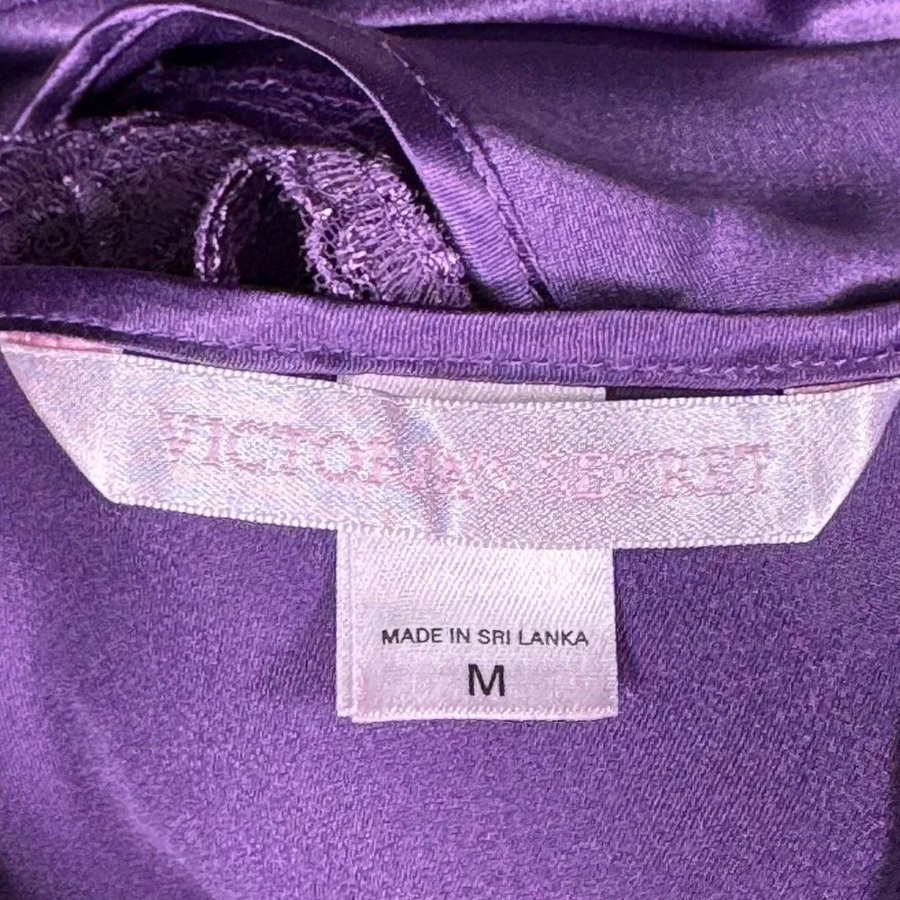 Y2K Victorias Secret Purple Satin Lace Trim Camisole Backless Top Tie Back Med